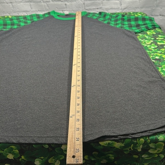 Luxury JLT Baseball Ringer Tee T-Shirt Women 3XL Green Buffalo Check 3/4 Sleeves - Picture 8 of 14